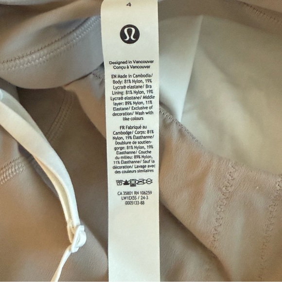 lululemon Align™ Cropped Cami Tank C/D Cup in White. Sz 4 NWT - Picture 8 of 8